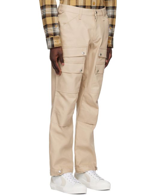 Burberry Natural Beige Embroidered Cargo Pants for men