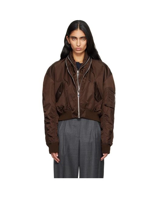 Givenchy Brown Zipped Shawl Collar Bomber Jacket