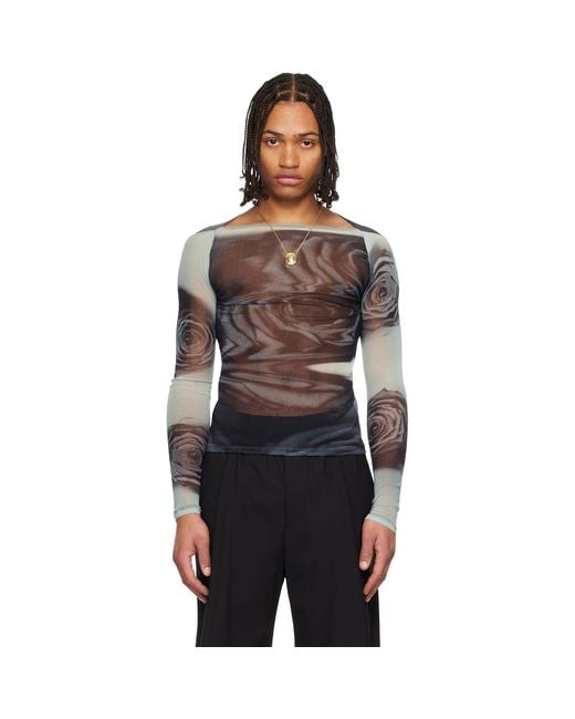 Jean Paul Gaultier Black 'The Blurry Roses' Top for men