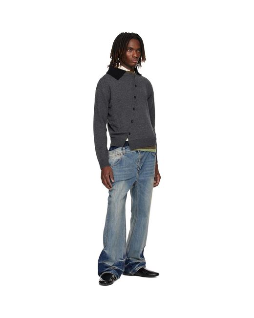 ANDERSSON BELL Black Layered Collar Cardigan for men