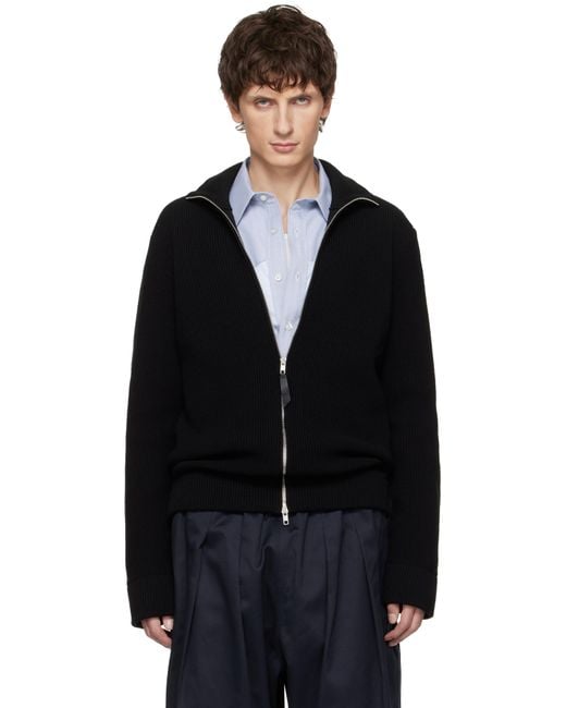 Maison Margiela Black Knit Zip-Up Jacket for men