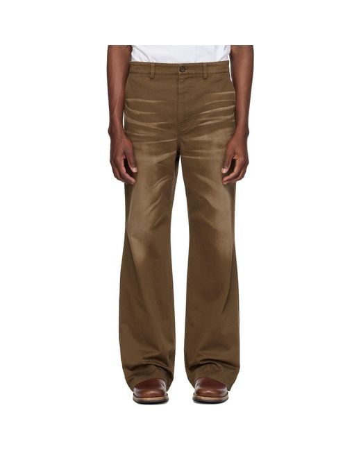 MMIC Brown Blues Flare Chino Trousers for men