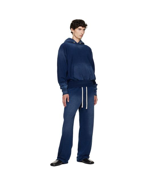 Les Tien Blue Heavyweight Classic Sweatpants for men