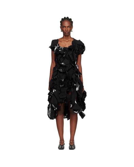 Yohji Yamamoto Black Gunmetal Cut-Out Midi Dress