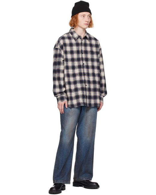 Tシャツ・カットソー JUUN.J Argyle Damaged Check Loose Fit Shirts Juun.J Argyle Damage Check Shirt in Blue for Men | Lyst