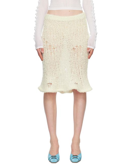 Acne Natural Off-white Flared Midi Skirt
