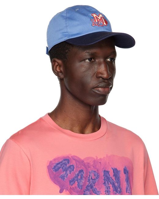 Marni Pink Blue Cinch Strap Cap for men
