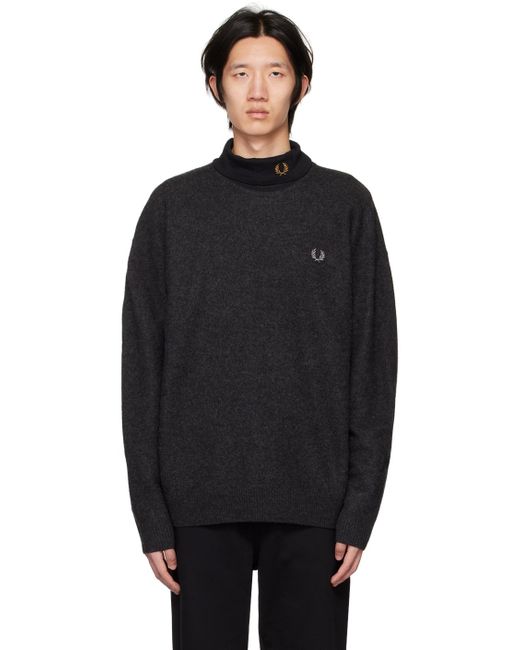 Fred Perry Black Marled Sweater for men