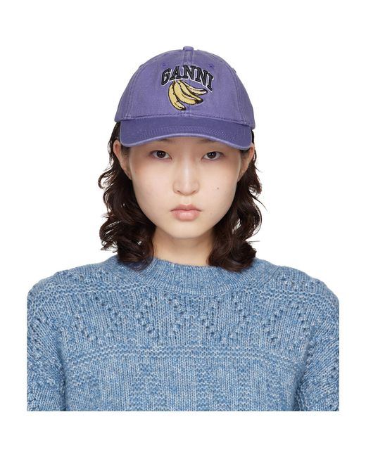Ganni Blue Washed Canvas Cap