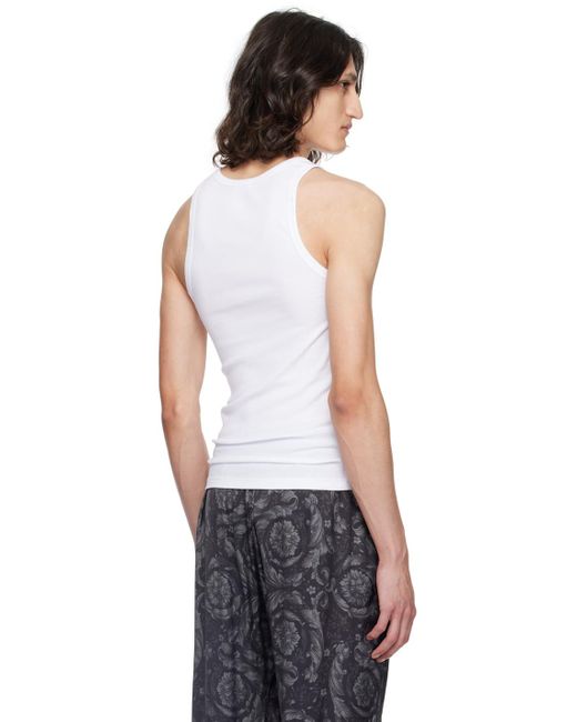 Versace White Ribbed Tank Top for men