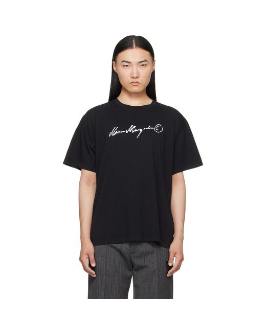 MM6 by Maison Margiela Black Overdyed Jersey T-Shirt for men