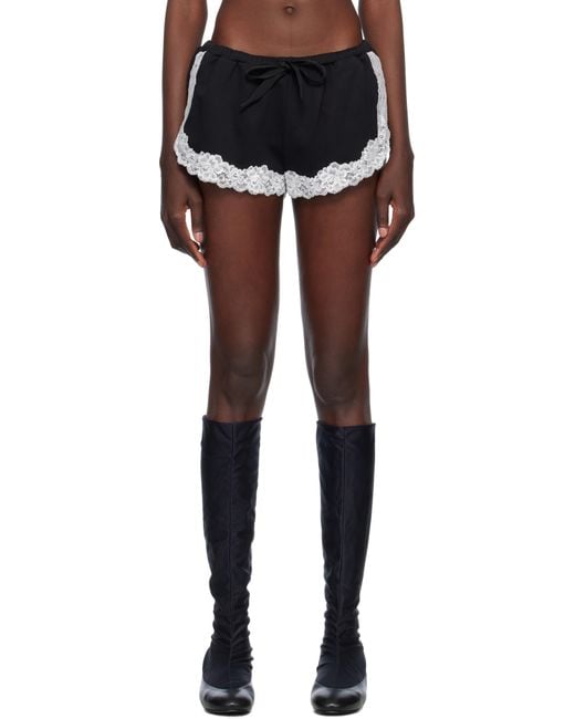 YUHAN WANG Black Lace Lined Shorts