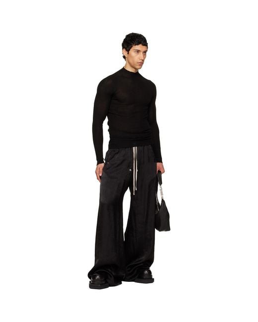 Rick Owens Black Temple Ribbed Lupetto Sweater for men