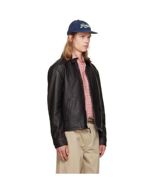 Polo Ralph Lauren Black 'The Bayville' Leather Jacket for men