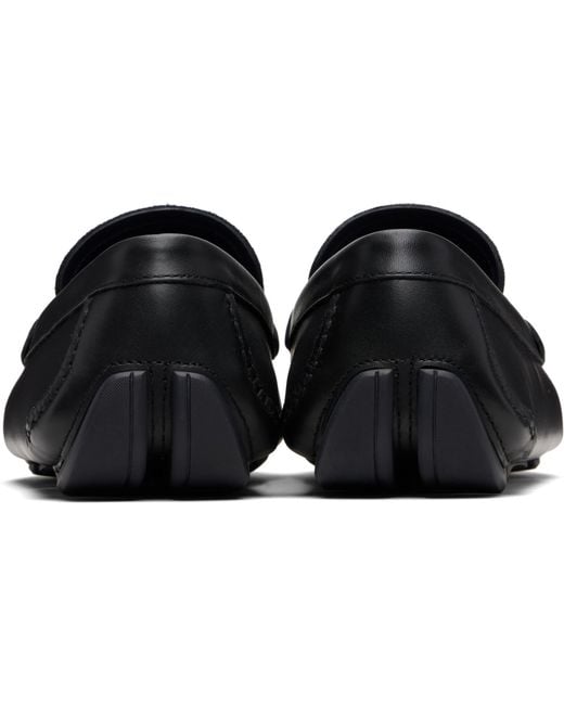 Ferragamo Black Gancini Buckle Driver Loafers for men