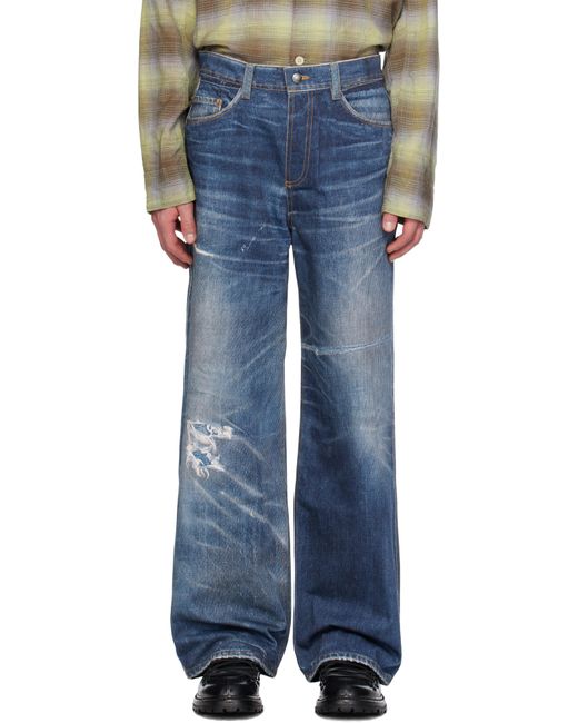 ANDERSSON BELL Blue Trompe L'Œil Printed Jeans for men