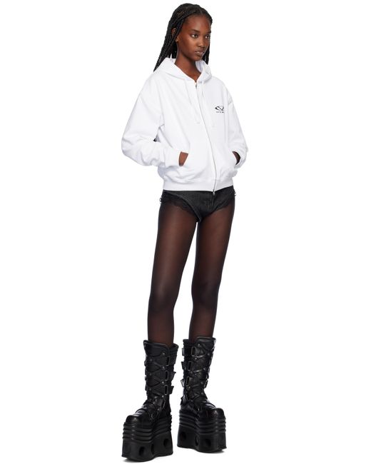 Vetements Oval Logo Zip-Up Hoodie in White | Lyst