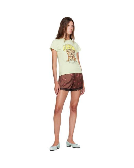 Ganni Green Baby Fit Tiger T-Shirt