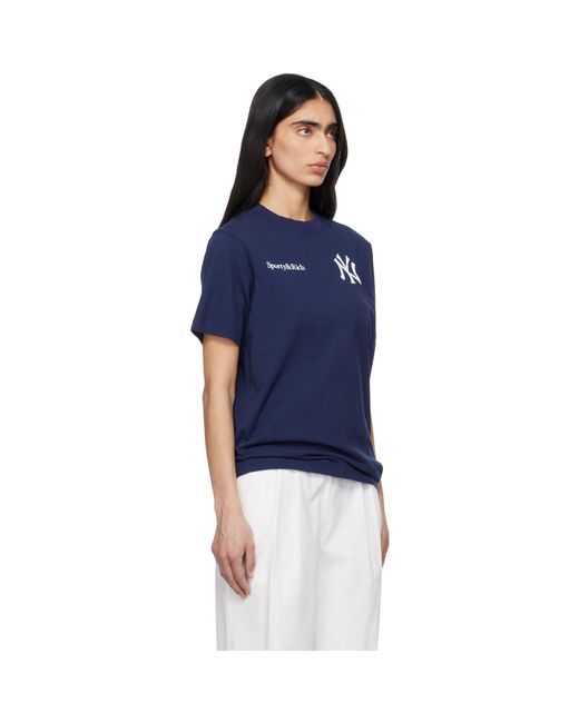 Sporty & Rich Blue '47 Edition 'Yankees' Curve T-Shirt