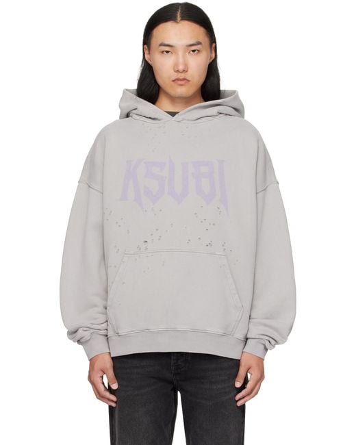 Ksubi Gray Blasted Hoodie for men