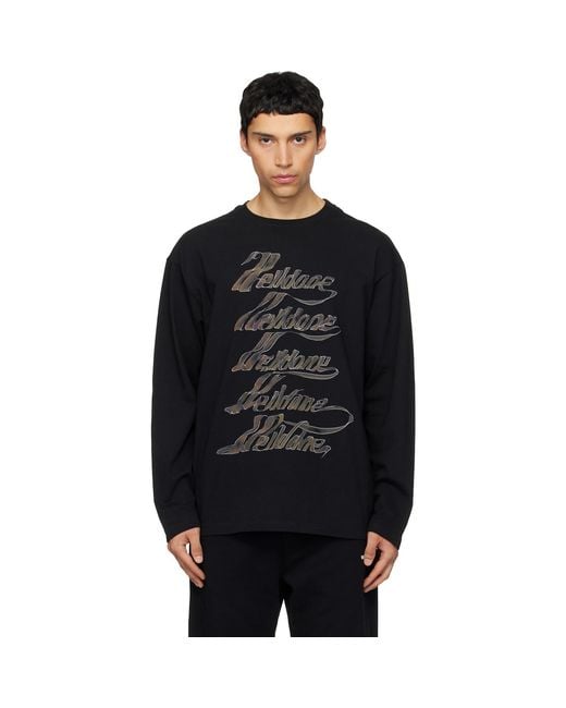we11done Black Multi Logo T-Shirt for men