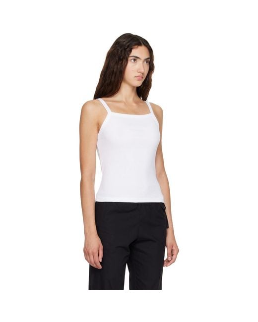 Leset White Nando Square Neck Tank Top