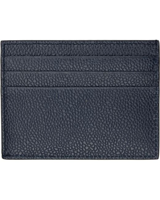 Thom Browne Blue Pebble Grain Note Compartment Card Holder for men