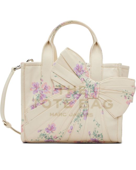 Marc Jacobs Metallic Off- Antique Floral Canvas Oversized Bow Small Tote