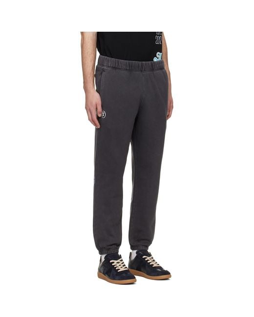 Aape By A Bathing Ape Black 'Aapenow' Moonface Jogger Sweatpants for men