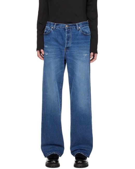 Edward Cuming Blue Distressed Jeans for men