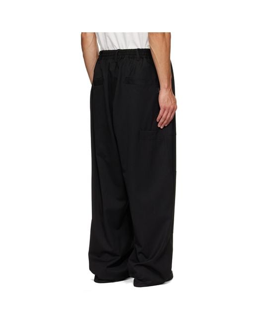 Y-3 Black Wool Wide Cargo Pants for men