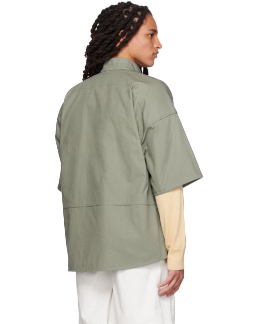 Jil Sander Green Paneled Shirt for men