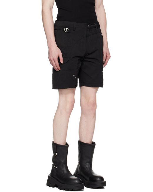 HELIOT EMIL Black Minimal Cargo Shorts for men