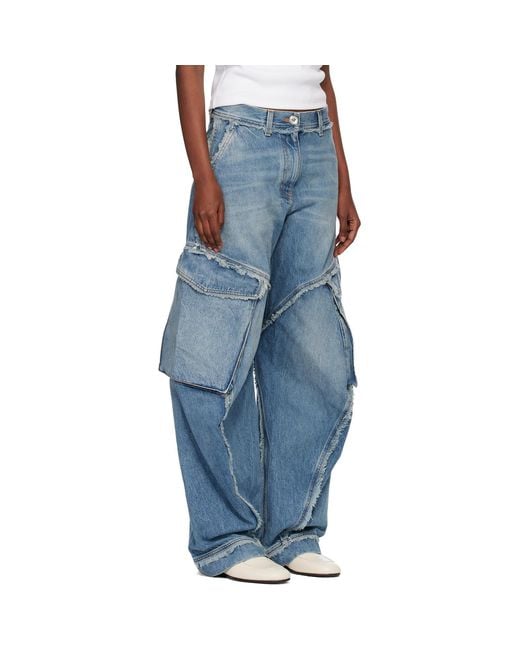 Versace Blue Low-Waist Cargo Jeans