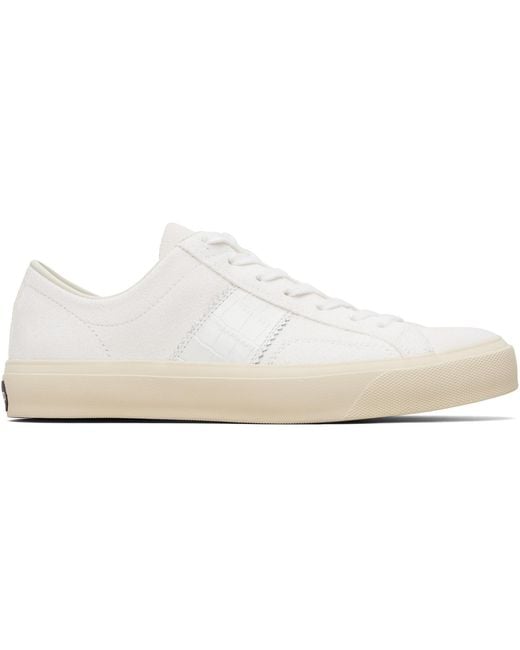 Tom Ford Black Suede & Printed Alligator Cambridge Sneakers for men