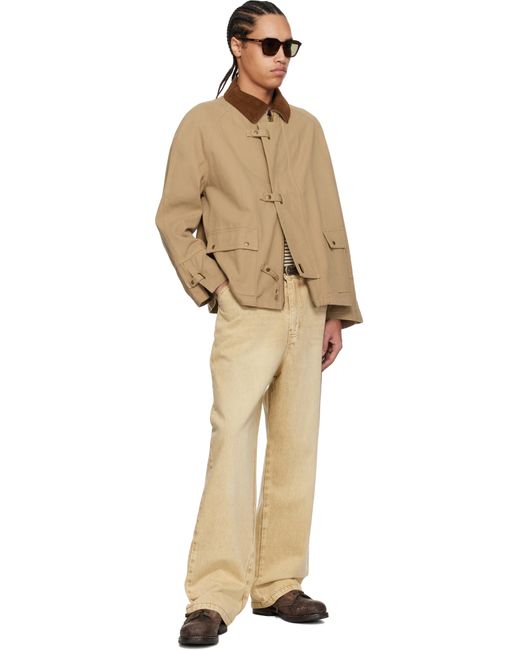 【関税込み】Carter Young カーキ Newman バックル ジャケット メンズ Carter Young Ssense限定 カーキ Newman バックル