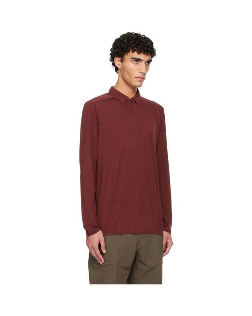 Veilance Red Burgundy Frame Ls Polo for men