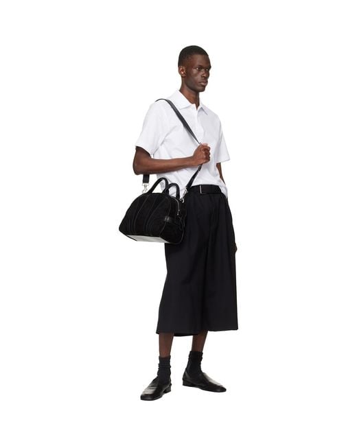 Dries Van Noten Black Suede Duffle Bag for men
