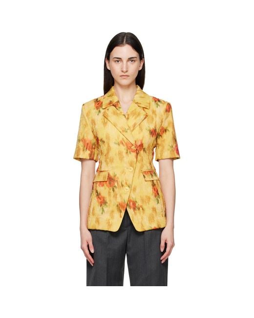 Ganni Orange Shibori Organza Blazer