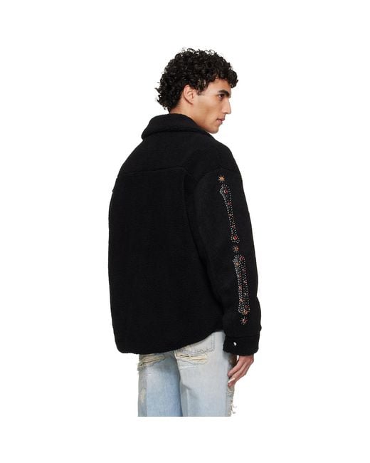 Amiri Black Bones Studded Overshirt for men