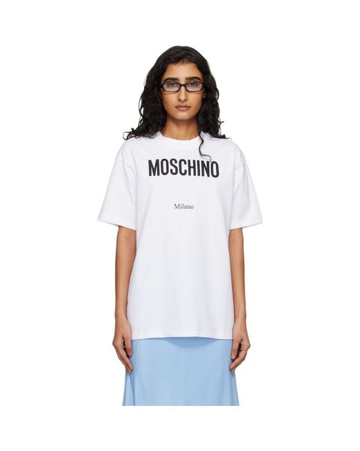 Moschino White Printed Organic Cotton Jersey T-Shirt