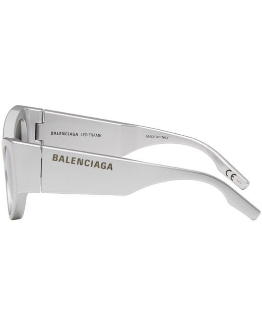 Balenciaga White Silver Led Frame Sunglasses for men