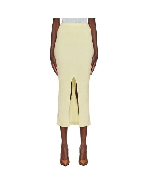 Issey Miyake Yellow Off- Rill Midi Skirt