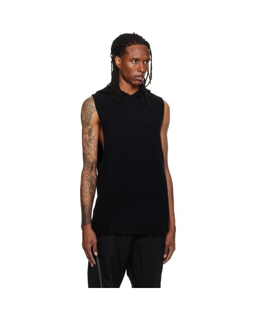 Rick Owens Black Tower Tank Hoodie for men