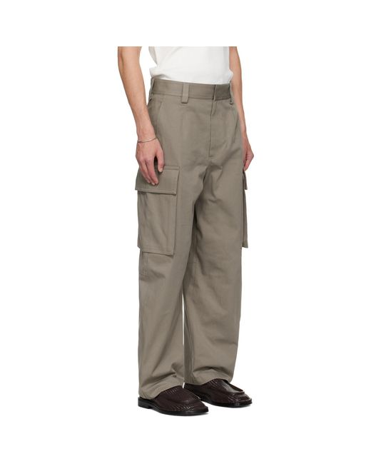 Bottega Veneta Multicolor Taupe Cotton Twill Cargo Pants for men