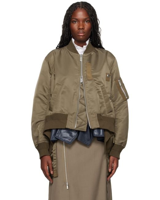 【関税込み】sacai カーキ Nylon Twill ボンバージャケット ◇関税込◇＊sacai＊フロントナイロンボンバージャケット カーキ