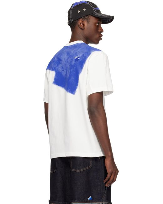 メンズ Adererror Significantコレクション ホワイト&ブルー プリントtシャツ Blue