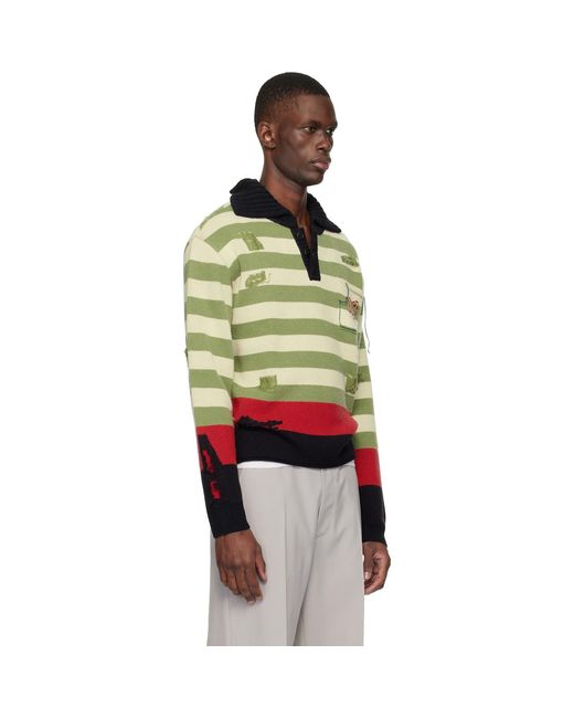 ANDERSSON BELL Multicolor Stripe Damaged Polo for men