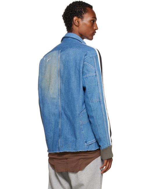 Greg Lauren Overall Track Denim Jacket in Blue for Men | Lyst