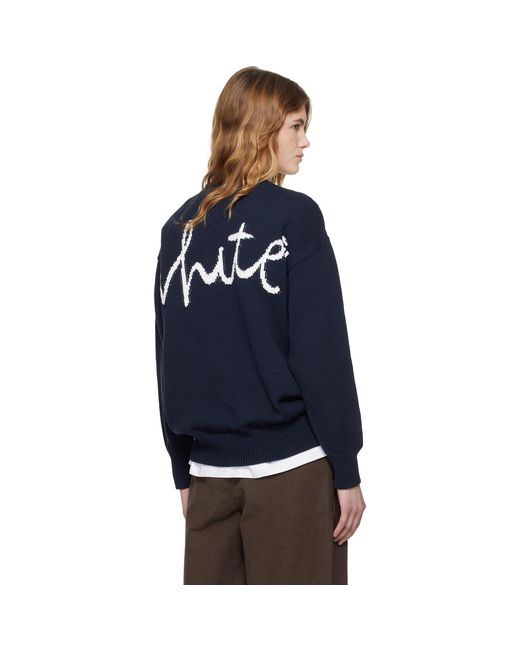 Off-White c/o Virgil Abloh Blue Bookish Shared Cotton Knit Crewneck Sweater